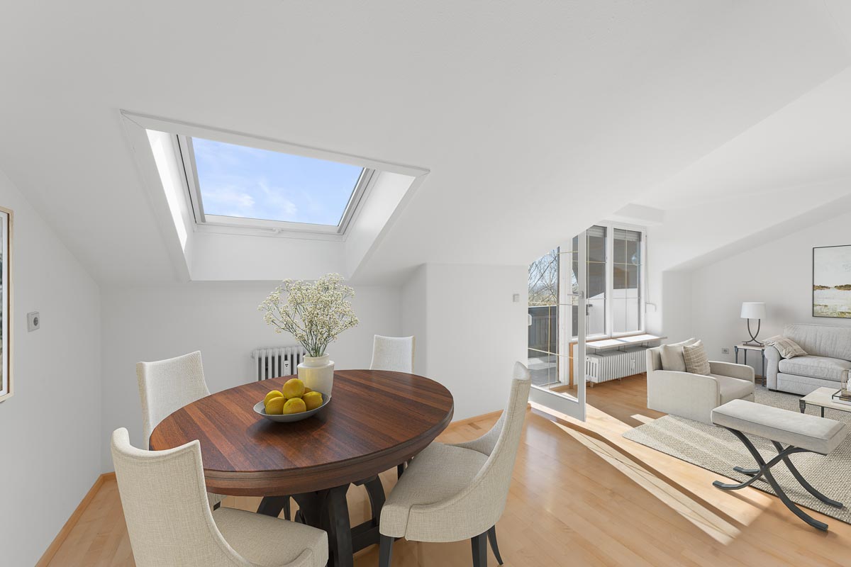Wohnlich gestalteter Innenraum nach dem Digital Homestaging